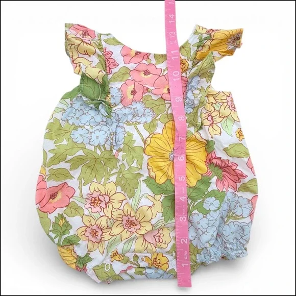 Janie & Jack Mimosa Baby Floral Ruffle Romper 0-3M Easter Bubble Forever Sun '23 - Picture 7 of 9